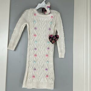 Btween Ivory Cable Knit Winter Little Girl Dress Sz 2T